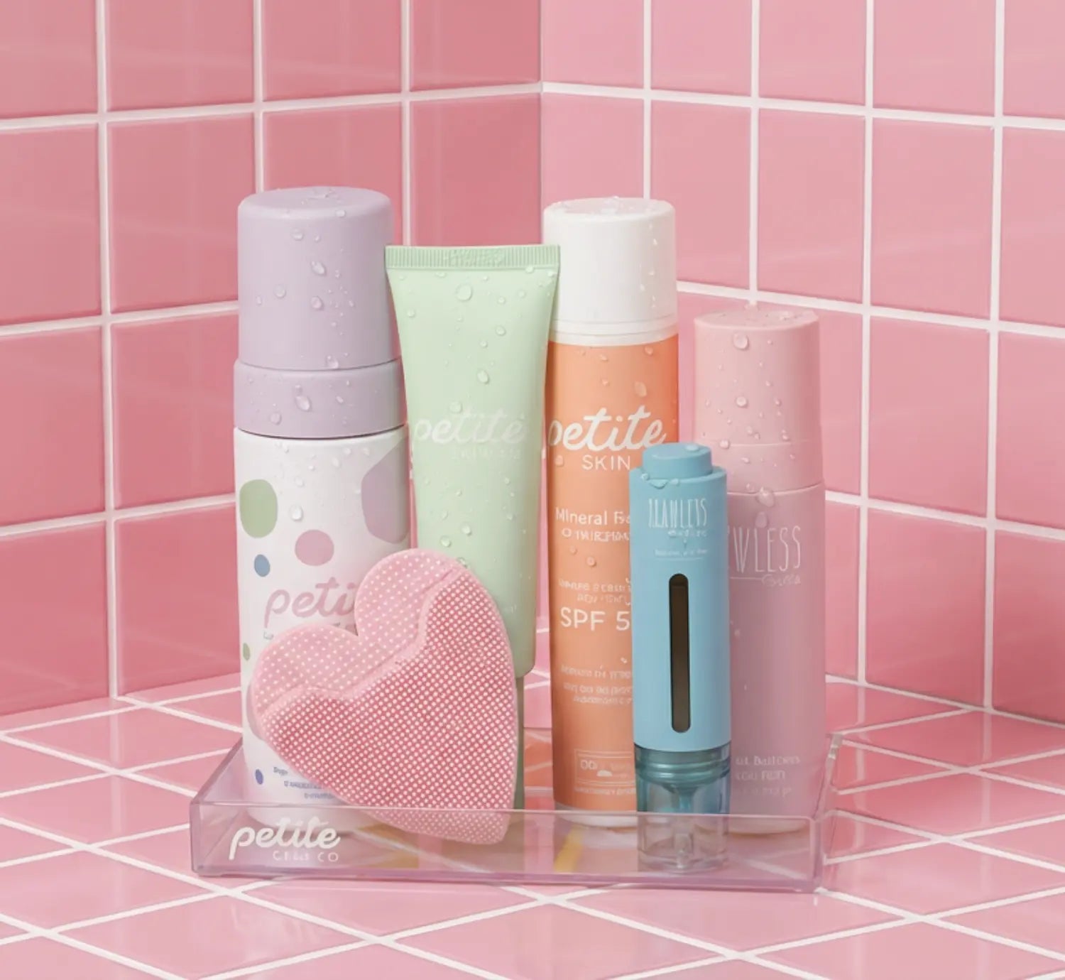petite skin co products in petite pod holographic tray