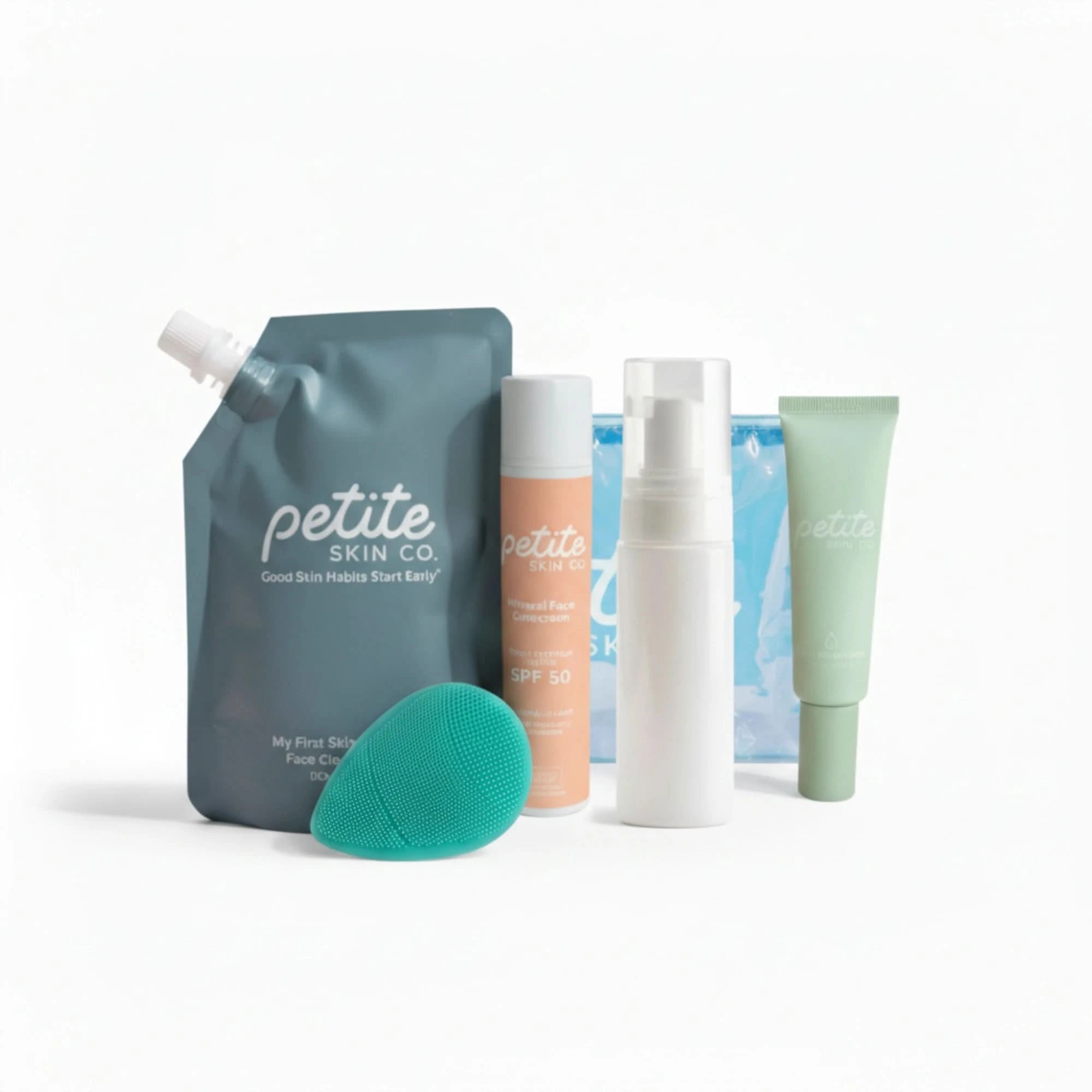 Collection of Petite Skin Co. skincare products on a white background