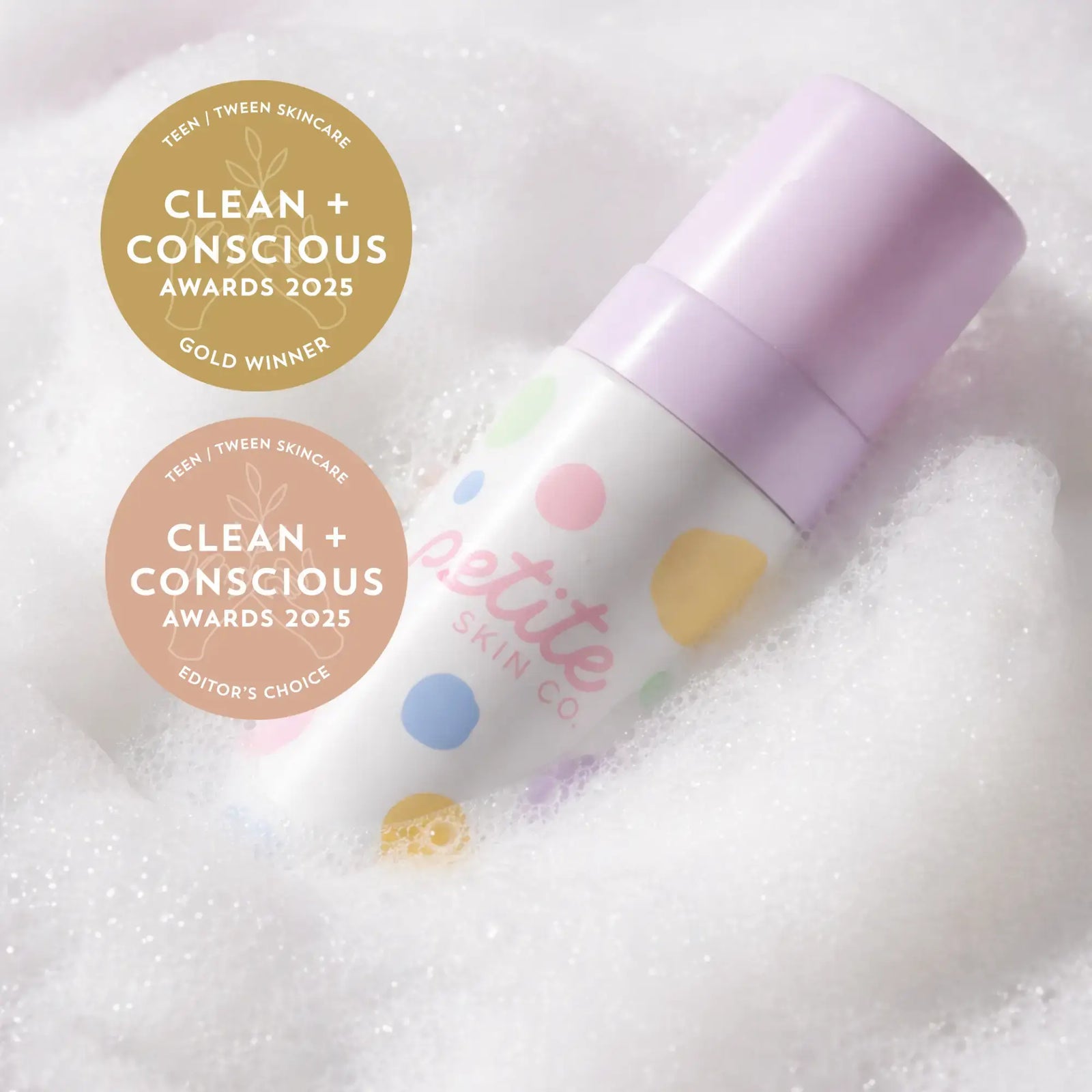 My First Skincare Routine | Confetti Collection bottle with colorful dots in foamy cleanser, Australian made natural gentle face wash for 7 to 14 year olds, Good Skin Habits Start Early.