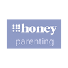 Honey parenting logo with white text on a soft blue background, representing a trusted source for parenting advice and family-related content.