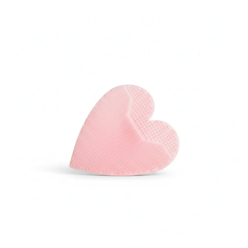 Heart Shaped Skin Buffers by Petite Skin Co., gentle pink silicone exfoliating tool designed for Australian made skincare, perfect for 7 to 14 year olds to build good skin habits early.
