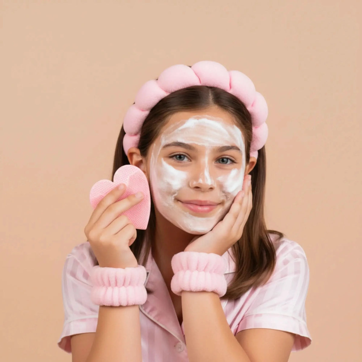 New?Anthropologie- Elegant Pink Bubble Headband Spa Gift | Bubble Skincare Headband For all Hair Types (Pink  main image 3