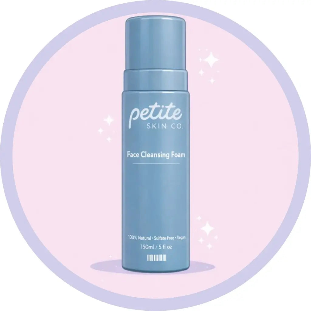 Petite Skin Co. Crosses Cleanser in cartoon on pink background