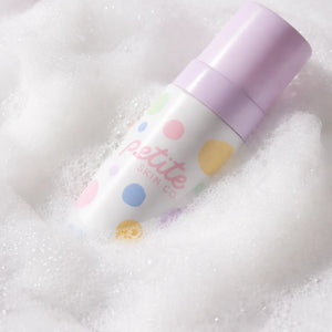 Face Cleansing Foam | Confetti by Petite Skin Co. surrounded by gentle foam, Australian made natural cleanser designed for the biology of 7 to 14 year old skin, promoting good skin habits early.