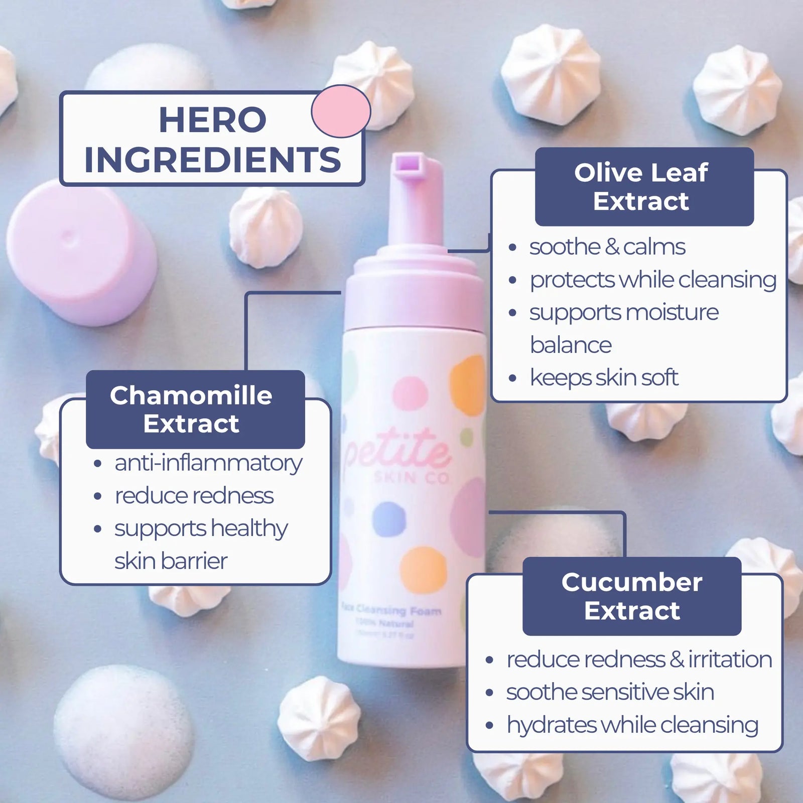 Daily Defence Skincare Kit with gentle face cleansing foam featuring chamomile, olive leaf, and cucumber extracts to soothe, reduce redness, and hydrate young skin. Australian made, natural, and designed for 7 to 14 year olds. Good Skin Habits Start Early.