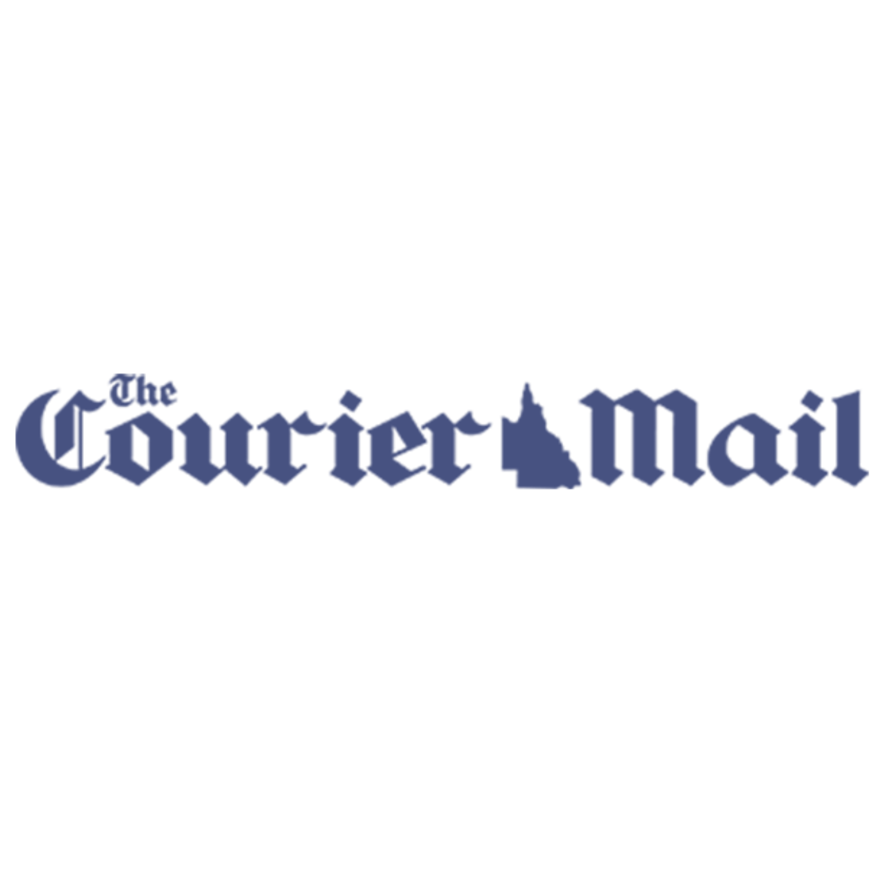 The Courier Mail logo in dark blue with a stylized graphic of the Brisbane skyline incorporated into the design, representing an Australian news publication.