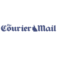 The Courier Mail logo in dark blue with a stylized graphic of the Brisbane skyline incorporated into the design, representing an Australian news publication.