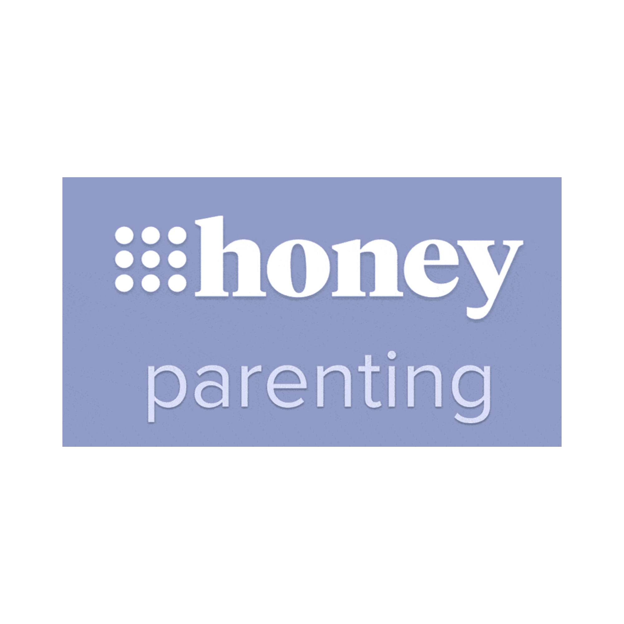 Honey parenting logo with white text on a soft blue background, representing a trusted source for parenting advice and family-related content.
