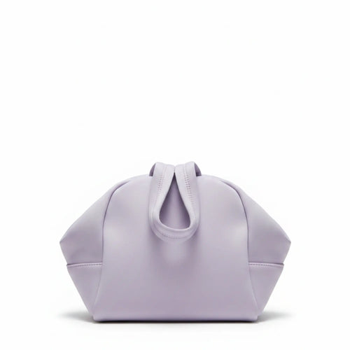 The Lilac Cloud Bag in soft lilac, spacious and Australian made to hold the full Petite Skin Co. skincare routine for kids aged 7 to 14, promoting good skin habits early.