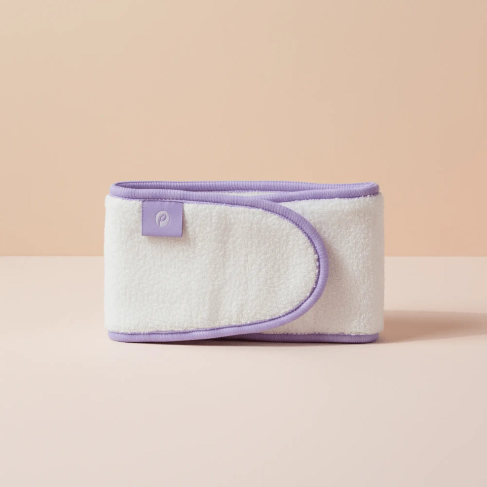 Towelling Headband in soft lilac-trimmed fabric designed to keep hair off the face during cleansing, Australian made for the natural needs of 7 to 14 year old skin, Good Skin Habits Start Early.