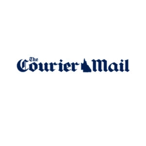 The Courier Mail logo in dark blue with a silhouette of the Australian state of Queensland between the words Courier and Mail on a white background.