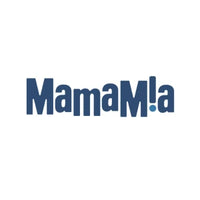 Blue text logo of the word "MamaM!a" with an exclamation mark replacing the letter i, set against a plain white background, conveying a simple and bold design.