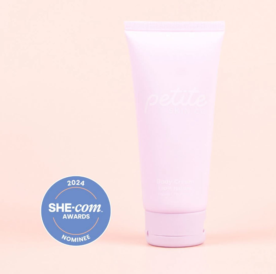 Tube of Body Cream by Petite Skin Co. for gentle, Australian made skincare designed for 7 to 14 year olds, promoting good skin habits start early with natural, nourishing ingredients.